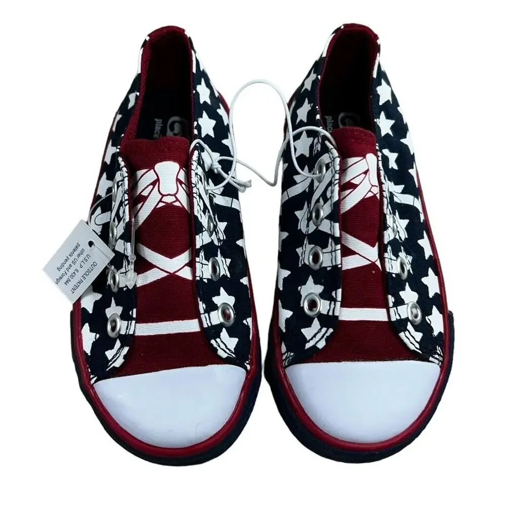 The Children's Place Patriotic Stars Slip On Sneakers Sz 8 Toddler Shoes USA New